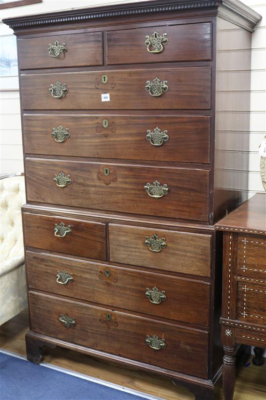 A George III mahogany chest on chest, W.112cm
